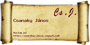 Csanaky János névjegykártya