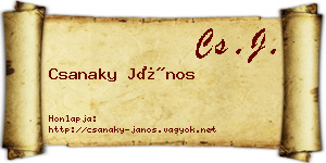 Csanaky János névjegykártya